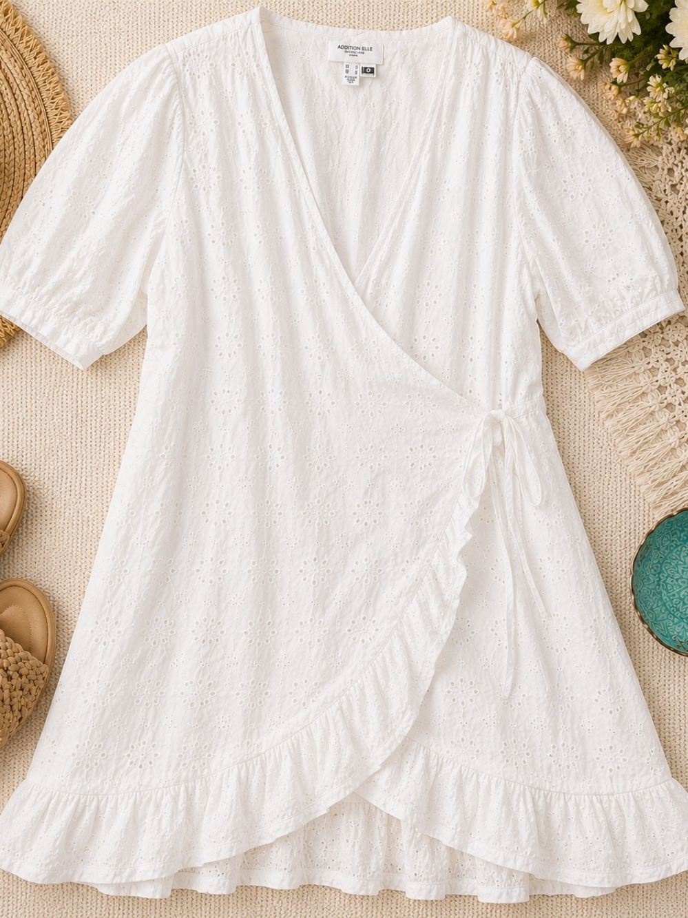 Addition Elle White Eyelet Wrap Dress Boho Cottagecore 18
